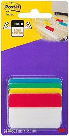 BANDERITAS SEPARADORAS RIGIDAS DISPENSADOR 4 COLORES POST-IT INDEX 686A-1 GRANDES 24 BANDERITAS