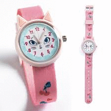 DJECO RELOJ GATO EDUCATIVO CON DOS ESFERAS PARA APRENDER LA HORA