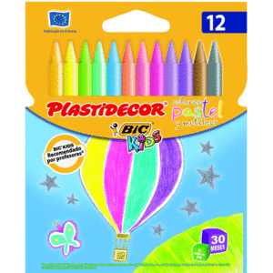 PLASTIDECOR 12 COLORES PASTELES Y METALICOS