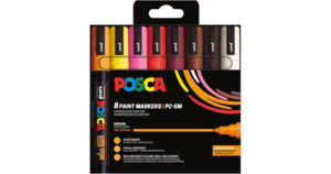 PACK 8 ROTULADORES AL AGUA POSCA PC-5 COLORES CALIDOS 1,8-2,5MM