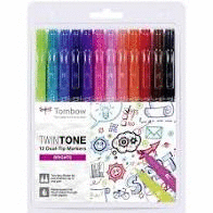 TOMBOW ESTUCHE 12 ROTULADORES DUAL TIP MARKERS TWINTONE BRIGHTS