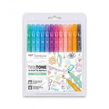 TOMBOW ESTUCHE 12 ROTULADORES DUAL TIP MARKERS TWINTONE PASTELS