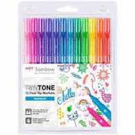 TOMBOW ESTUCHE 12 ROTULADORES DUAL TIP MARKERS TWINTONE