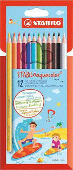 LAPICES DE COLORES STABILO AQUACOLOR CAJA DE 12 COLORES