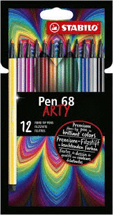 PACK 12 ROTULADORES STABILO PEN 68 PUNTA DE FIBRA ARTY