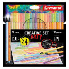 ROTULADORES STABILO PEN POINT 68 ARTY PASTEL ESTUCHE DE 24 ROTULADORES