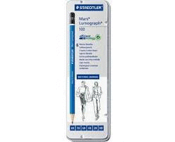 CAJA METALICA 6 LAPICES LUMOGRAPH DIBUJO 8B-7B-6B-4B-2B-HB STAEDTLER