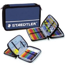 ESTUCHE STAEDTLER 2 PISOS AZUL PEQUEÑO