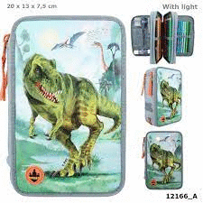 ESCTUCHE 3 PISOS LED T-REX DINO WORLD