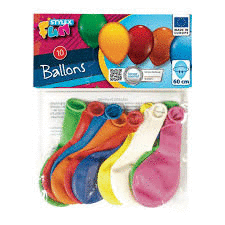 BOLSA DE 10 GLOBOS COLORES SURTIDOS