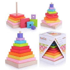 PIRAMIDE DE MADERA DE COLORES CUBIKA