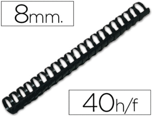 CANUTILLO Q-CONNECT REDONDO 8 MM PLASTICO NEGRO CAJA DE 100