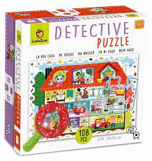 DETECTIVE PUZZLE LUDATTICA EN MI CASA 108 PCS CON LUPA