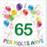 TARJETA FELICITACION 65 PER MOLTS ANYS NUMEROS