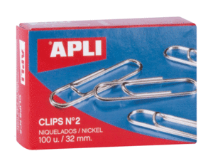 CLIPS APLI N. 2 NIQUELADOS CAJA DE 100 UNIDADES 