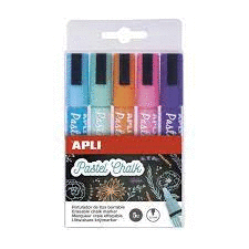 ROTULADOR DE TIZA CHALK PACK 5 COLORES PASTEL