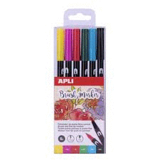 PACK 6 ROTULADORES PINCEL DUO BRUSH MARKER