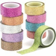 CINTA ADHESIVA GLITTER TAPE COLORES SURTIDOS 15MMX5M APLI