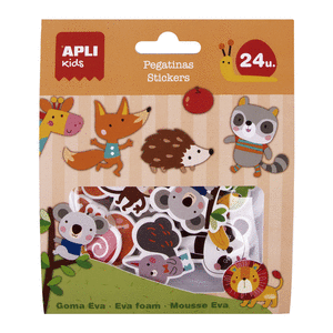 STICKERS APLI GOMA EVA ANIMALES 24U