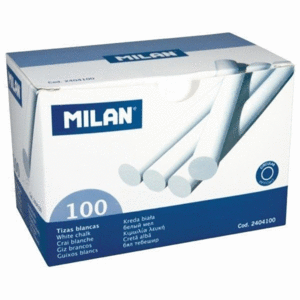 CAJA DE 100 TIZAS BLANCAS MILAN SULFATO DE CALCIO