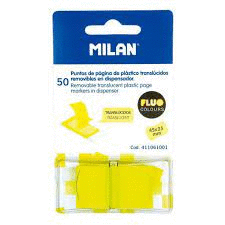 MARCADOR DE PAGINA PLASTICO TRANSLUCIDOS FLUO AMARILLO MILAN