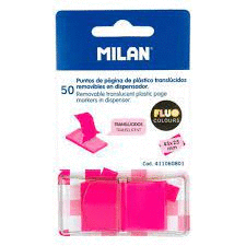 MARCADOR DE PAGINA PLASTICO TRANSLUCIDOS FLUO ROSA MILAN