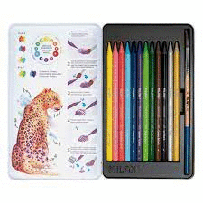 ESTUCHE METAL 12 LAPICES COLOR ACUARELABLE+PINCEL  MILAN
