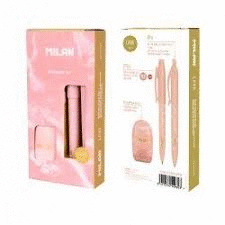 PACK REGALO BOLIGRAFO+PORTAMINAS+AFILABORRA MILAN P1 LAVA ROSA COLORES SURTIDOS