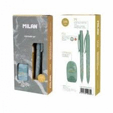 PACK REGALO BOLIGRAFO+PORTAMINAS+AFILABORRA MILAN P1 LAVA VERDE COLORES SURTIDOS