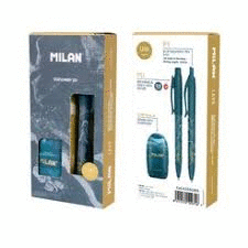PACK REGALO BOLIGRAFO+PORTAMINAS+AFILABORRA MILAN P1 LAVA AZUL COLORES SURTIDOS
