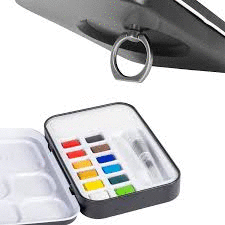 CAJA METALICA ACUARELAS DE 12 + PINCEL RECARGABLE MILAN