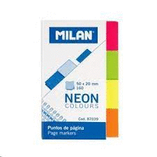 PUNTOS DE PAGINA PAPEL COLORES NEON MILAN 45X12MM 100UNIDADES