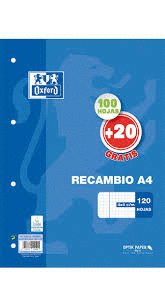 RESMILLERIA A4 100H 90GR. 4ANILLAS CUADRICULA 4X4 OXFORD