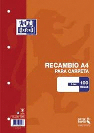 RESMILLERIA A4 100H 90GR. 4ANILLAS LISO OXFORD