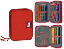 ESTUCHE ALPINO LISO ROJO 34 PIEZAS 2PISOS