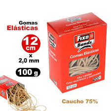 GOMAS ELASTICAS 2 MM X 12 CM FIXO CAJA 100 GRAMOS