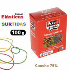 GOMAS ELASTICAS 100 GR DE COLORES Y TAMAÑO SURTIDO FIXO