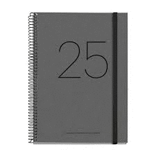 AGENDA MIQUELRIUS PLUS RECY.BLACK & LILA & AZUL D/P C/GOMA