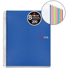 NOTE BOOK 8 A5 AZUL 8COLORES CUADRICULA