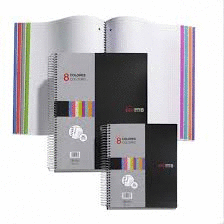 NOTE BOOK 8 A5 NEGRO 8COLORES CUADRICULA