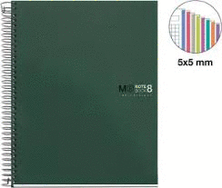 NOTE BOOK 8 A5 VERDE 8COLORES CUADRICULA