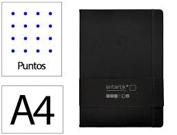 CUADERNO CON GOMILLA ANTARTIK NOTES TAPA DURA A4 HOJAS PUNTOS NEGRO 100 HOJAS 80 GR FSC