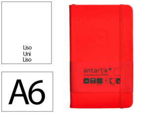CUADERNO CON GOMILLA ANTARTIK NOTES TAPA DURA A6 HOJAS LISAS ROJO 100 HOJAS 80 GR FSC