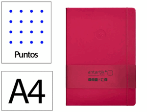 CUADERNO CON GOMILLA ANTARTIK NOTES TAPA DURA A4 HOJAS PUNTOS BURDEOS 100 HOJAS 80 GR FSC