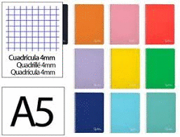 CUADERNO 4º 80H 90GR. T/DURA LIDERPAPEL CUADRICULA COLORES SURTIDOS