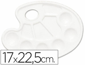 PALETA PLASTICA LIDERCOLOR OVALADA 10 HUECOS DIESTROS TAMA#O 17X22,5CM