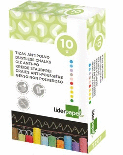 TIZA COLOR ANTIPOLVO LIDERPAPEL 10 UNIDADES 