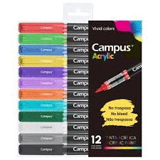 ACRYLIC CAMPUS PACK DE 12 ROTULADORES BRUSH BASIK