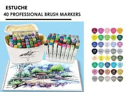 PACK 40 ROTULADORES ARTIST BRUSH PROFESIONAL MARKERS ALEX BOG
