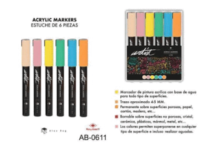 PACK 6 ROTULADORES ACRILICOS GAMA ARTISTICA COLORES PASTEL